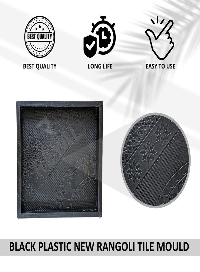 Reyal Plastic Black 12" X 12" New Rangoli Chequred Tile Mould(H : 25mm) Interlocking Paver Mould|Outdoor Paving Chequred Tiles Mould (1) - Image 3